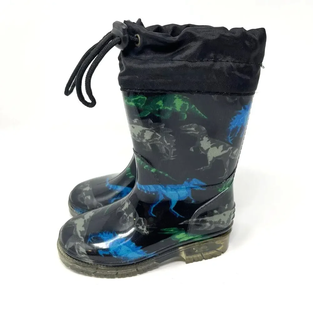 Jelly Beans Dinosaur Rain Boots‎ Black Youth Size 7